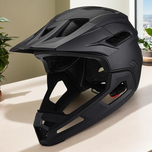 Casco integrale per mountain bike, staccabile, leggero, antiurto, in policarbonato, con mentoniera e visiera staccabili