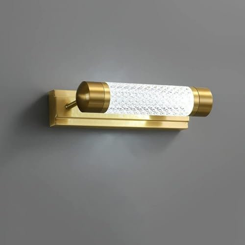 Spiegelleuchte Spiegellampe Badezimmer-Waschtischleuchte aus gebürstetem Messing, LED-Röhre, Bad-Wandleuchte, Vintage-Badspiegellampen in Gold mit Acryl-Lampenschirm for Schminklicht, Spiegelschrank(2