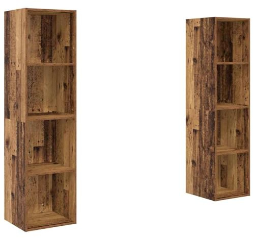 vidaXL TV Cabinet 2 pcs Brown 37 x 37 x 142.5 cm Engineered Wood, Living Room Storage Cabinet, Modern Design, Rectangular TV Unit, Wall-Mounted Entertainment Center, Stylish Indoor Solution