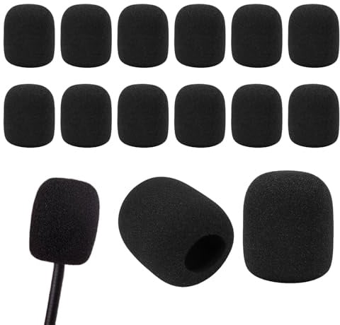 16 Packs Headset Microphone Foam Cover,Foam Mic Cover Handheld Microphone Noise Filter Windscreen,Mini Windscreens Sponge Foam Covers Shield Protection New Job Gifts(Black)