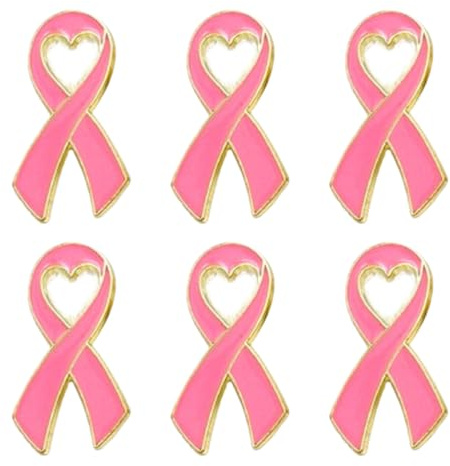 JchEnye 6 broches de sensibilisation en forme de cœur rose, broches santé rose, de sensibilisation au cancer du sein, d'espoir pour les femmes