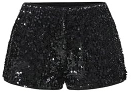 GORGLITTER Glitzer Pailletten Shorts Damen Party Mini Shorts Silvester Outfit Hotpants Sexy Outfit Kurze Rave Hose Grunge Clothes