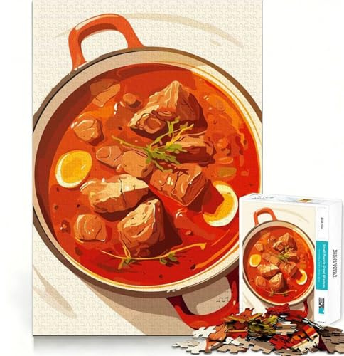 Puzzle 1000 pièces pour Adolescents Illustration d'un ragoût copieux en cocotte Jeu de logique et d'adresse Décoration Murale de Noël (38x52cm)