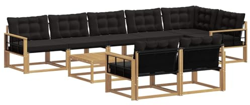 vidaXL Outdoor-Sofagarnitur 9 pcs Weiß und Schwarz 79 x 79 x 37 cm, Garten Ecksofa, modernes Outdoor-Lounge, Robustes Sitzset, Möbel für Terrasse, Komfort und Stil