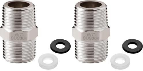 OFFO Shower Hose Connector, G1/2 Inch Solid Stainless Steel Shower Hose Extension Fitting Make Extra Long Shower Hose, Silver (Pack of 2)