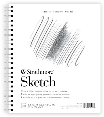 Strathmore 200 Series Sketch Pad, 8.5x11 inch, 100 Sheets, Side Wire - Artist Sketchbook for Drawing, Illustration, Art Class Students