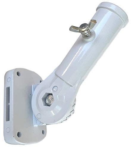 Premier Kites Adjustable Flag Pole Bracket | All Metal Heavy Duty Flag Pole Holder | for Poles Up to 1 1/8 Inches | White Flag Pole Holder Mounting Bracket with Hardware