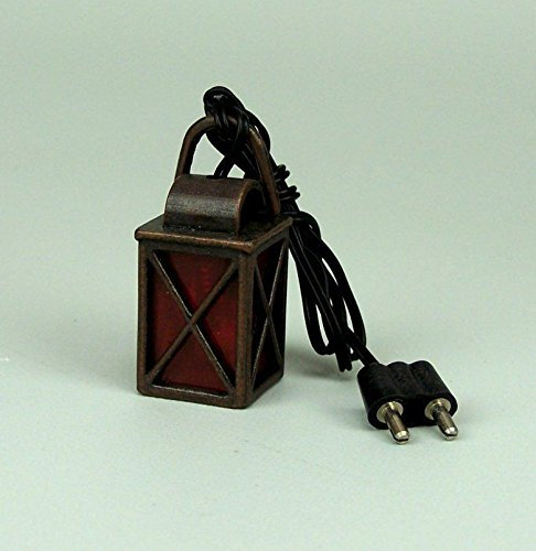 Riffelmacher & Weinberger Zinnlaterne mit rote Scheiben. 3,5 cm. Für Weihnachtskrippe. Mit 3,5 Glühbirnchen, Für 3,5V Trafos.