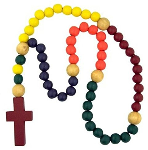 Grande rosario multicolore in legno da 50 cm, decorazione da parete per bambini