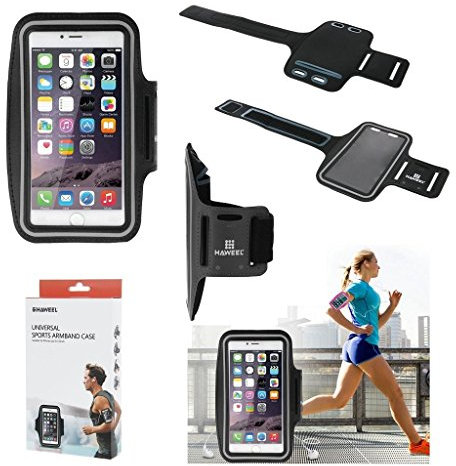 DFV mobile - Armband Berufsausrüstung Armbandtasche Sport Reflektierende Wasserabweisende aus Neopren Premium für HTM H100 - Schwarz