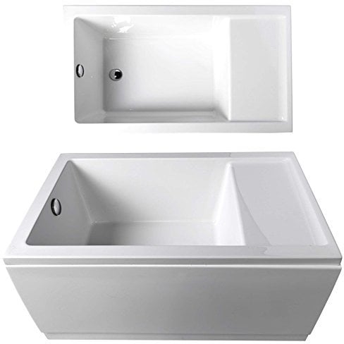 Axppin Duschwanne mit Sitz 120x75cm, 39cm tief, Weiß, Alkoven, Acryl, Freistehende Wanne, Badewanne
