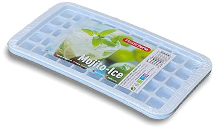 PlasticForte 50 Ice Cubes Maker Tray Grids Mold Set storage Freezer Box Mojito (White, 25.5 x 13 x 2.5 cm)