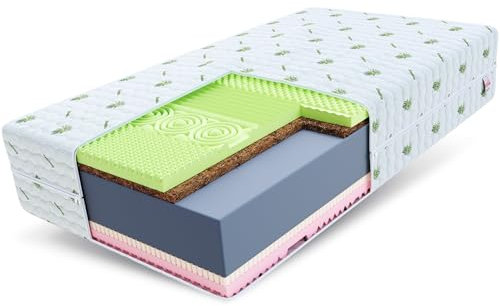 FDM Premium Matratze SAVONA ALOE VERA 160x200 cm 7 Komfortzonen Härtegrad H3 und H4 22 cm Hoch Doppelseitige Schaumstoffmatratze (Visco, Latex, Polyurethanschaum, Kokos, HR-Schaum) mit Aloe Vera Bezug