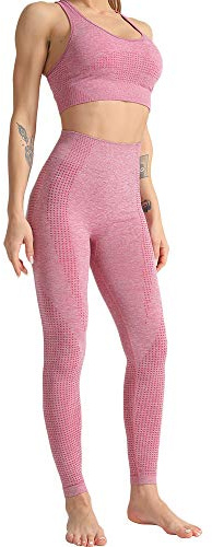 WodoWei 2-teiliges Damen-Workout-Outfits, Sport-BH, nahtlose Leggings, Yoga, Fitnessstudio, Activewear Set