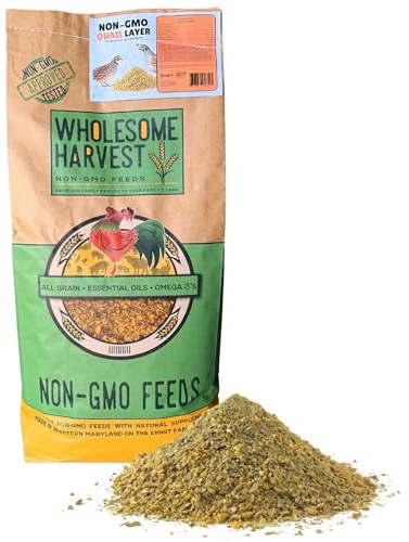 Wholesome Harvest Non-GMO Quail Layer Feed 26% - Premium 40 lb Food for Laying Birds, Button Food