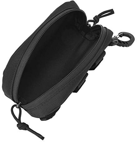 Vbestlife Tragbare Sonnenbrillenetui Molle Nylon Stoßfeste Sonnenbrille Schutzbox Tragetasche mit Clip(Schwarz) Wandercamping Bergsteigen Camping