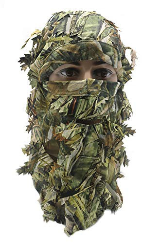 AOUTACC Sturmhaube, Tarnmuster, Blattmuster, 3D-Vollgesichtsmaske, Kopfbedeckung, Türkei, Camouflage, Haube, Headcover, Jagd, Schießen, Radfahren, taktische, bequeme weiche Sturmhaube, Kopfbedeckung