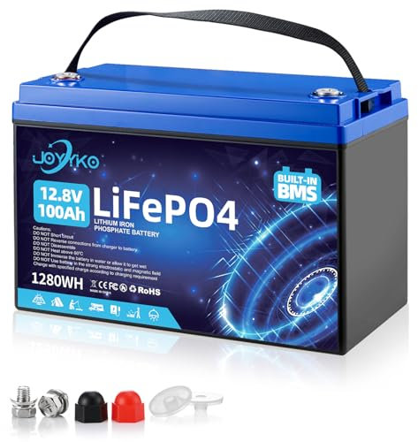 Lifepo4 100Ah 12V Lithium Batterie mit Deep Cycle 12.8v 100Ah Wiederaufladbar Batterie mit BMS Schutz 15000 Zyklen Perfekter Ersatz Bleiakku Geeignet für Wohnmobil, Boote, Camping
