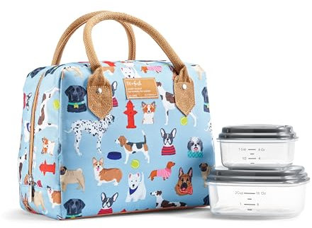 Fit & Fresh Bolsa de almuerzo para mujer, bolsa de almuerzo aislada para mujer, para el trabajo, a prueba de fugas y resistente a las manchas, lonchera grande para mujeres con contenedores, cierre de