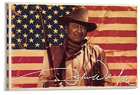 YANDING John Wayne Poster Schauspieler Poster Dekorative Malerei Leinwand Wandkunst Wohnzimmer Poster Schlafzimmer Gemälde 60 x 90 cm