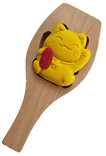 S-TROUBLE Mooncake Mold Chinese Traditional Mid-Autumn Festival Moon Cake Mould Cat Shape Wooden Handmade Baking Tool for Muffin Cookie Biscuit Chocolate Pumpkin Pie