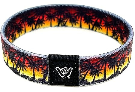 Hang Loose Bands - Coastal Surfer Beach Bracelet for Men, Women & Teens - Comfy Summer - Boho Reversible Wristband- Sunset Beach| Small: 6.5 (most common fitting size)