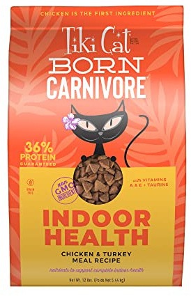 Tiki Cat Born Carnivore Indoor Health Dry Cat Food, Chicken & Turkey Meal, 12 lbs. Bag