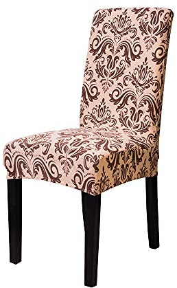 Highdi Stretch Stuhlhussen 1/4/6er Luxus Klassische Retro Bedruckter Stuhlbezug, Universal Abnehmbare Waschbar Elastisch Stuhlüberzug für Esszimmer Hotel Deko (Goldener Barock,6 Stück)
