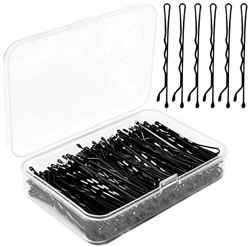 Cooetr 150 Stück Schwarz Haarnadeln, Schwarzes Metall Wellenform Haarklammern, Metall für Mädchen und Frauen Haarklammern mit Aufbewahrungsbox