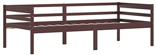 vidaXL Kiefer Massivholzbett Bettgestell Bett Holzbett Einzelbett Bettrahmen Lattenrost Schlafzimmerbett Schlafzimmermöbel Dunkelbraun 90x200cm