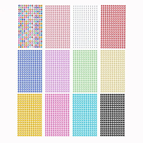 3120pcs Self-Adhesive Rhinestone Stickers Gem Stickers Jewels Crystal Embellishment Sheet for Crafts DIY Card Making (12 Sheets)