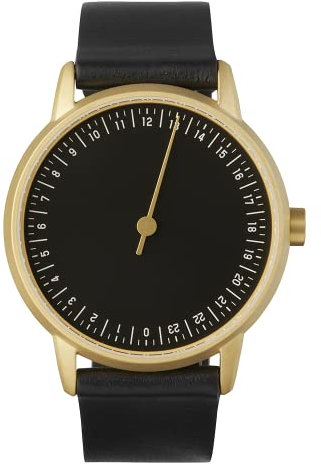 slow Round 16 - Black Leather, Gold Case, Black Dial