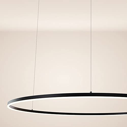 s.luce LED Ring Pendelleuchte rund Direkt oder Indirekt Hängelampe Wohnzimmerleuchte, Farbe:Schwarz, Größe:Ø 120cm