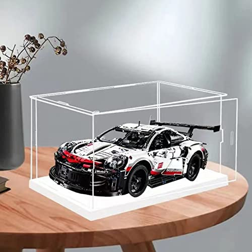 Aufklappbare Vitrine aus Durchsichtigem Acryl Zum Zusammenbauen der Thekenbox Mit Weißem Boden Actionfiguren (22x13x12inch/55x33x30cm)