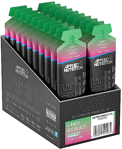 Applied Nutrition ABE Pre Workout Gel - All Black Everything Pre Workout Gel, Energy & Physical Performance with Citrulline, Creatine, Beta Alanine (20 x 60ml Gels) (Candy Ice Blast)
