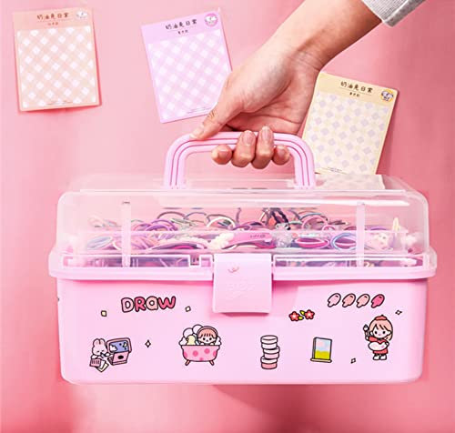 LANPEW Contenitore per accessori per capelli per bambini, scatola per la testa della ragazza, ago per capelli del bambino, elastico, copricapo, fermaglio per capelli e grazioso portagioie (rose)