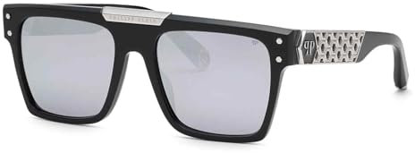 Philipp Plein Unisex SPP080 Sonnenbrille, Shiny Black