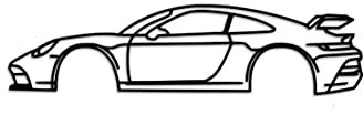 NORTH KAISER Sportwagen Wandkunst Metall | Automobil Silhouette Dekoration | Minimalistische Skulptur für Garage, Männerhöhle oder Schlafzimmer | Innen & Außen (74 x 21 CM)