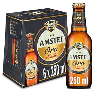 Amstel Oro Cerveza Tostada Pack Botella, 6 x 25cl