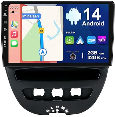 JOYX Android 12 IPS Autoradio Passt für Toyota Aygo/Peugeot 107/Citroen C1 (2005-2014) - Eingebautes CarPlay Android Auto - KOSTENLOS Kamera - 2G+32G - 10.1 Zoll 2 Din - DAB Lenkradsteuerung Fast-boot