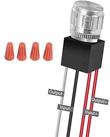 Jeloyutek DC 12V LED Dimmer PWM Dimmschalter, 12V/24V DC 4 Drähte Drehknopf Kontrolleur für Boot Wohnmobil Wohnwagen Camper Auto, für Dimmbare LED-Lampen, Einzelfarbe LED Streifen Beleuchtung, Silver