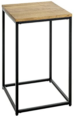 HAKU Beistelltisch Massivholz Eiche Metall schwarz Couchtisch Sofatisch - Maße: B 35 x H 60 x T 35 cm Style: Modern