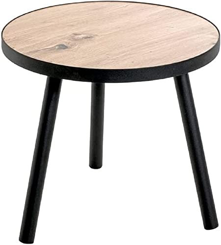 HAKU Möbel Beistelltisch Eiche, schwarz, MDF, Metall - Maße: H 37 cm x Ø 40 cm, Style: Modern