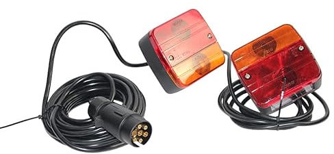 RANZIX 2 Stück Rückleuchte Set, 12V Heckleuchte Rücklichter für PKW Anhänger Rückleuchten Anhängerbeleuchtung Set Anhänger Leuchte, 7,5m Kabel, 7-poliger Stecker (Rückleuchten Set)