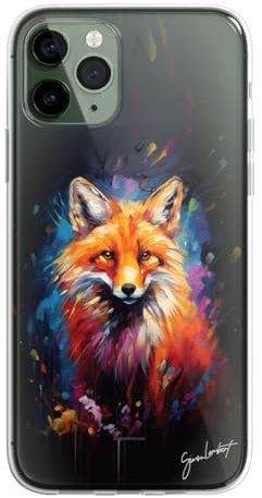 SmartGiftShop British birds Woodland Animals Case OIL Palette Knife Art CLEAR Phone Cover Case Exclusive Artwork for iPhone 11 - Fox A