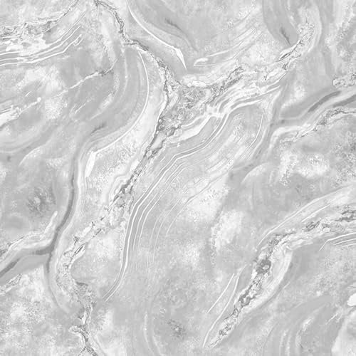 World of Wallpaper Luxe Collection Mineral Vinyl - Modern Luxury Wallpaper for Living & Bedroom - Silver/Grey