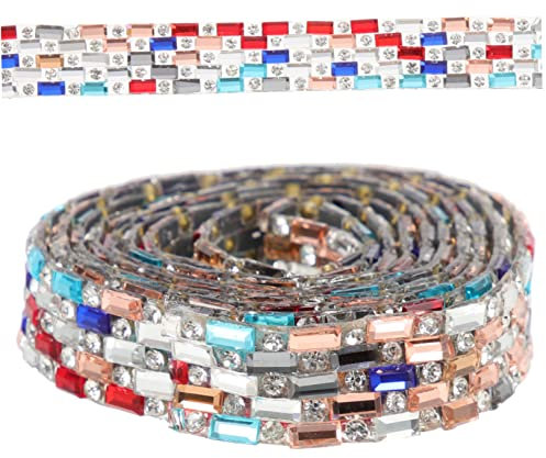 TOPPERFUN Nastro Strass Multiuso Da Passamaneria Decorativa Tagliabile Con Strass Resistenti Rifinitura Delicata Per Costumi Abbigliamento Scarpe Borse e Decorazioni Artigianali
