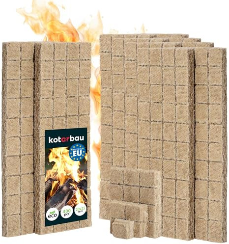 KOTARBAU® Kaminanzünder 400 STK Würfel Grillanzünder Schnellanzünder Öko Ofenanzünder Kohlenanzünder Feueranzünder Holzofenanzünder Holzwolle Wachs