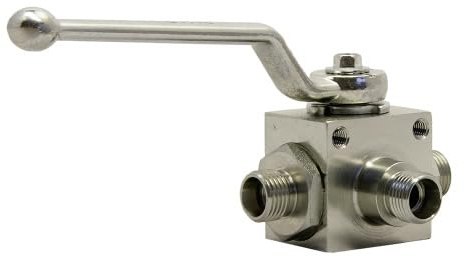 3-Wege Kugelhahn mit Außengewinde (leichte Ausführung) und L-Bohrung, ValCon® Anschluss 15L (M22x1,5)
