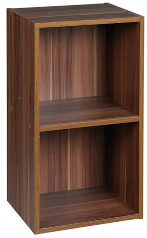 URBNLIVING Tier Wooden Bookcase Shelving Display Storage Shelf Unit Wood Shelves (Teak, 2 Shelf)